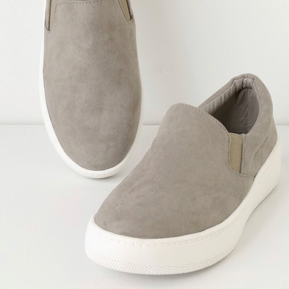 Dylann Grey Suede Slip-On Flatform Sneakers